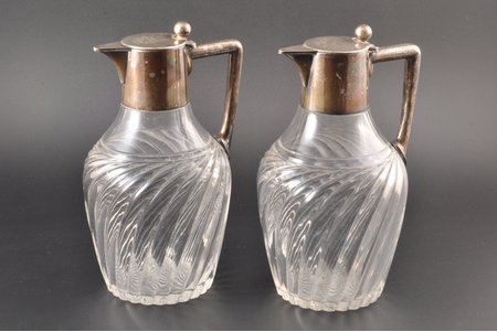 2 carafes, silver, 800 standart, the border of the 19th and the 20th centuries, Schwäbisch Gmünd, Germany, h 20.5 cm / 20.5 cm
