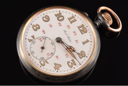 kabatas pulkstenis, "Paul Buhre", 20 gs. 20tie gadi, tērauds, 7 x 5.7 cm, Ø 48 mm, darbojas