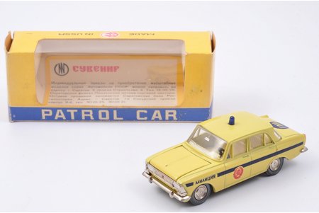 auto modelis, Moskvič 412 Nr. A8, "Milicija", PATROL CAR / NOVOEXPORT kastīte (retums), metāls, PSRS, 1978 g.