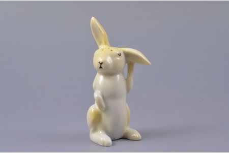 figurine, Hare (salt cellar), porcelain, Riga (Latvia), J.K.Jessen manufactory, the 30ties of 20th cent., 8.7 cm