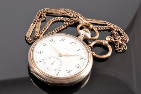 kabatas pulkstenis, "Zenith", Šveice, 20. gs. sākums, sudrabs, 800 prove, (kopējs) 118.85 g, 6.5 x 5.4 cm, Ø 44 mm, darbojas