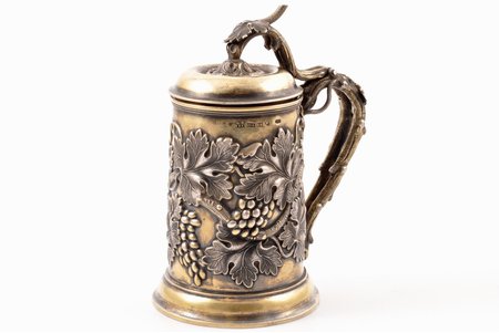 mug, silver, 84 standard, 378.65 g, gilding, h 15.5 cm, by Carl Gustav Ekqvist, 1861, St. Petersburg, Russia
