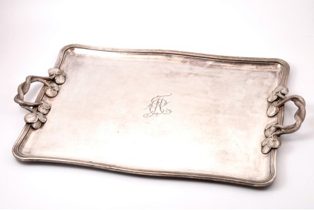 tray, Alexander Katch, Art-Nouveau, St. Petersburg, silver plated, Russia, the border of the 19th and the 20th centuries, 55 x 36 cm