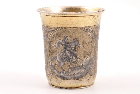 goblet, silver, 84 standard, 96.40 g, engraving, niello enamel, h 7.7 cm, the beginning of the 19th cent., Moscow, Russia