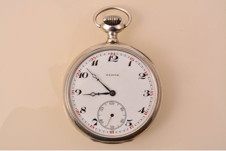 pocket watch, "Zenith", Switzerland, silver, 800 standart, 93.03 g, 6.5 x 5.1 cm, Ø 46 mm