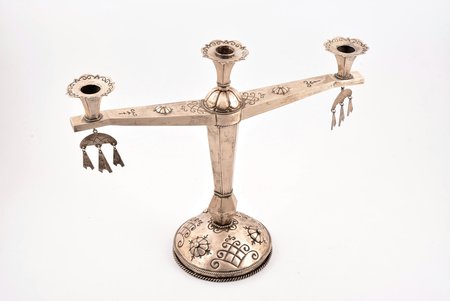 candlestick, silver, private manufacturer, total weight of item 737, h 27.4 cm, the 20-30ties of 20th cent., Latvia