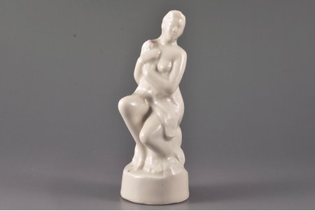 figurine, Nude, porcelain, Riga (Latvia), USSR, sculpture's work, molder - Martins Zaurs, the 50ies of 20th cent., 14 cm