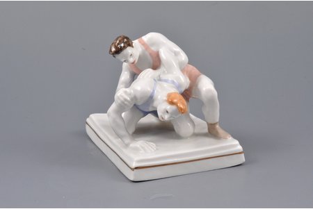 figurine, Wrestlers, porcelain, USSR, DZ Dulevo, molder - Pavel Kozhin, 1959, 9.5 x 6.5 x 7.5 cm, second grade