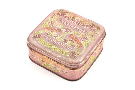 box, Toothpowder, metal, Russia, the 1st half of the 20th cent., 9 x 8.9 x 4 cm