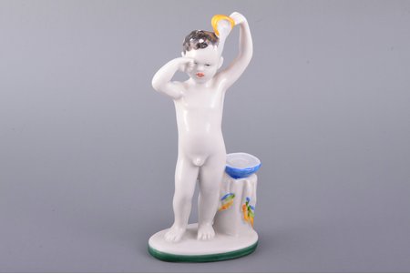 figurine, Boy with a mug (Morning), porcelain, USSR, LFZ - Lomonosov porcelain factory, molder - Galina Stolbova, the 50-60ies of 20th cent., h 13.9 cm, first grade