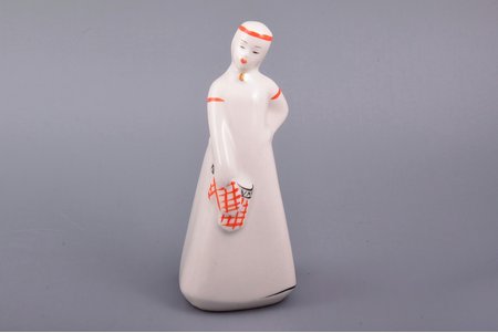 figurine, Girl with Mittens, porcelain, Riga (Latvia), USSR, Riga porcelain factory, molder - Rimma Pancehovskaya, 1947-1970, 13.8 cm, first grade