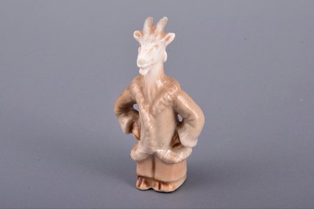 figurine, Goat, porcelain, Riga (Latvia), Riga porcelain factory, author's edition, molder - Aria Tsipruse, the 90ies of 20th cent., the 80ies of 20th cent., h 4.8 cm