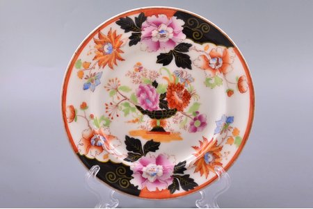 dessert plate, hand painted, porcelain, Popov manufactory, Russia, the middle of the 19th cent., Ø 15.4 cm, insignificant defect of painting