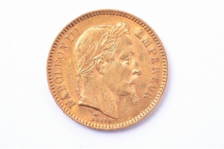 20 francs, 1864, A, gold, France, 6.42 g, Ø 21.4 mm, XF, 900 standard