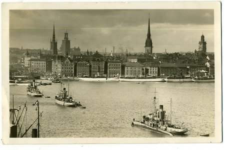 fotogrāfija, Latviešu Kara flotes eskadras vizīte Stokholmā, Latvija, 1928 g., 14x9 cm