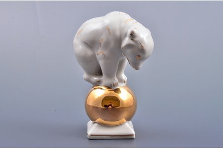 figurine, Bear on a ball, porcelain, Riga (Latvia), Riga porcelain factory, the 60ies of 20th cent., 10 cm, top grade