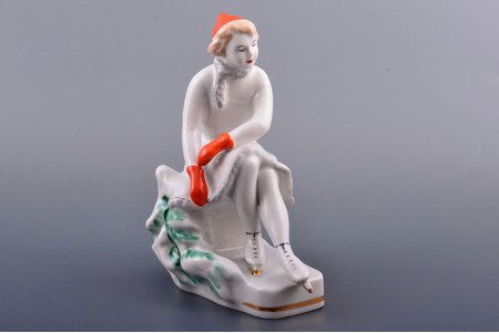 figurine, Skater Girl, porcelain, USSR, Latvia, Riga porcelain factory, molder - Oksana Zhnikrup, the 60ies of 20th cent., 14.5 cm, first grade