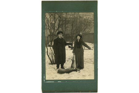 fotogrāfija, pēc medībām (uz kartona), Krievijas impērija, 20. gs. sākums, 17,2x12,5 cm