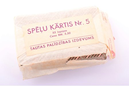 комплект игральных карт, № 5, 53 шт., "Издание Народной Помощи" ("Tautas palīdzības izdevums"), Латвия, 1942-1943 г., 9.2 x 5.9 см