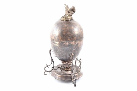 egg boiler, with burner, Genniger and Co, silver plated, metal, Russia, the border of the 19th and the 20th centuries, h- 25.4 cm, weight 766.50 g