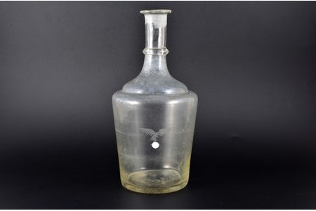 carafe, III Reich, Ilguciems factory, Latvia, the 40ies of 20th cent., h 27 cm, microchips on the bottle-neck