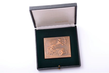 commemorative medal, Salon de l'automobile Moscou, bronze, 1908, 58.3 x 69 mm, in a box