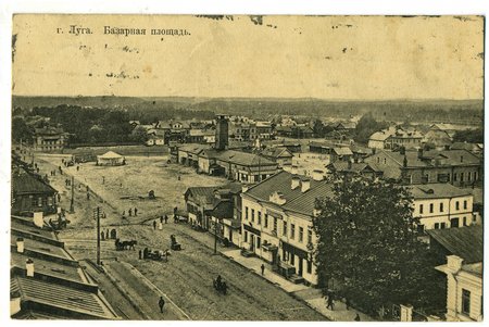 atklātne, Luga, tirgus laukums, Krievijas impērija, 20. gs. sākums, 13,8x8,8 cm