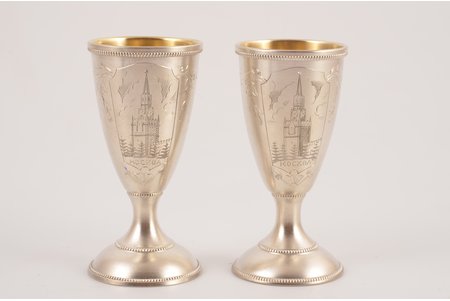 pair of little glasses, silver, "Moscow", 875 standard, 58.1 g, h 7.2 cm, 1954-1958, Tallin, USSR