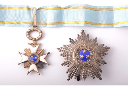 set of the Order of Three Stars, 2nd class, silver, 875 standart, Latvia, 20-30ies of 20th cent., "Vilhelms Fridrichs Müller" manufactory
