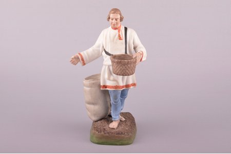 statuete, Sējējs, porcelāns, Krievijas impērija, Gardnera manufaktūra, 17.2 cm, 1 mm pirksta gala restaurācija