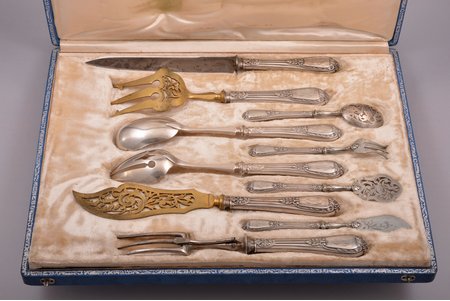 flatware set, silver, 10 items, 800, 950 standard, total weight of items 815.20, metal, France, in a box