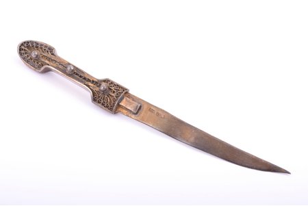 miniature knife - pendant for belt, silver, 84 standart, filigree, 1908-1917, 8.95 g, Russia, 11.9 cm