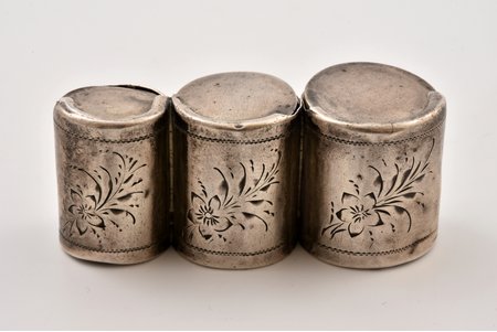 coin holder, silver, 84 standard, 36.80 g, engraving, 6.3 x 2.3 x 2.6 cm, the end of the 19th century, Riga, Russia