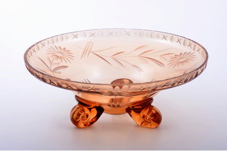 candy-bowl, Iļģuciems Glass factory, Latvia, the 20-30ties of 20th cent., Ø 25.9 cm, small chips on the edge