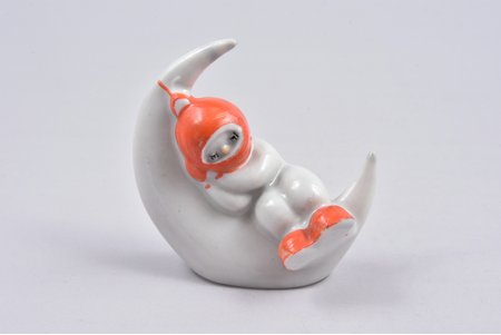 figurine, on the moon, porcelain, USSR, Kiev experimental ceramics-artistic factory, molder - V. Sherbina, 5 cm, top grade