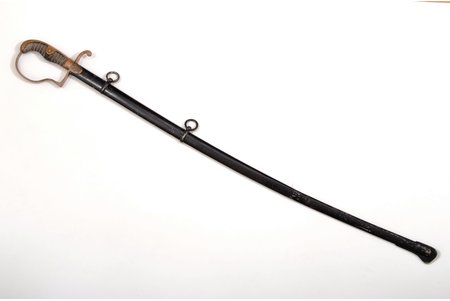 zobens, Trešais Reihs, kopējais garums 81.8 cm, asmeņa garums 69.7 cm, Vācija, 20 gs. 30-40tie gadi, damaskas tērauds, maksts, iespējams, nav oriģināla