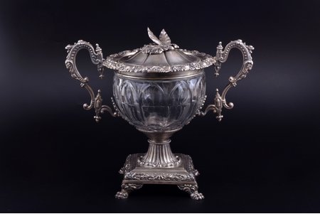 cup, silver, 950 standard, glass, h 24.5 cm, France