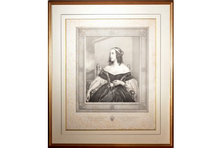 Stieler, Joseph Karl (1781–1858), Her Imperial Majesty Grand Duchess Maria Nikolaevna, Duchess of Leuchtenberg, the middle of the 19th cent., paper, lithograph, 42.5 x 36.2 cm