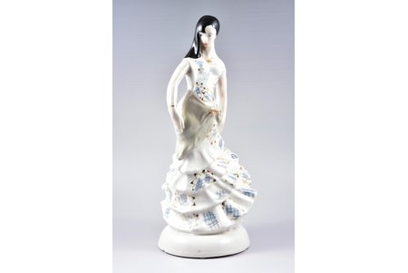 figurine, Spanish dance, porcelain, Riga (Latvia), USSR, sculpture's work, molder - Aldona Elfrida Pole-Abolina, the 50ies of 20th cent., 42 cm
