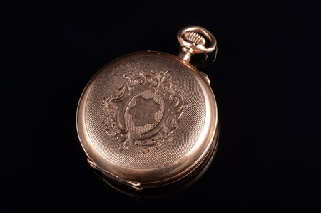 pocket watch, movement duration 2.5 hours, Russia, Switzerland, gold, 56, 585 standart, 24.46 g, 3.9 x 3.2 cm, Ø 32 mm, in working condition