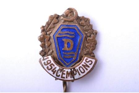badge, Sports Society "Daugava", Champion, Latvia, USSR, 1954, 18.3 x 14.7 mm