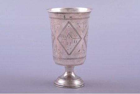 little glass, silver, 84 standard, 47.75 g, engraving, h 9 cm, 1880-1890, Kiev, Russia