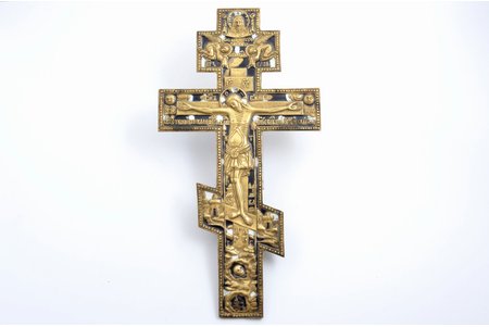 cross, The Crucifixion of Christ, copper alloy, 2-color enamel, Russia, the border of the 19th and the 20th centuries, 38.1 x 20 x 0.7 cm, 932.45 g.