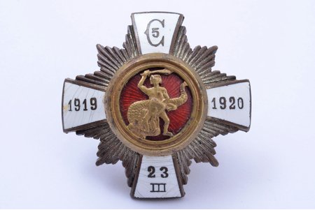 badge, 5th Cesis Infantry Regiment, Latvia, 20-30ies of 20th cent., 46.7 x 46.9 mm