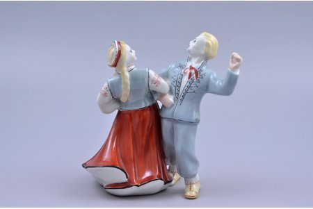 figurine, The Folk Dance, porcelain, Riga (Latvia), USSR, Riga porcelain factory, molder - Ilga Vanaga, 1959, 13.2 cm, first grade