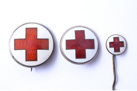 set, 3 badges, Red Cross, Ø 25 / 21 / 11 mm