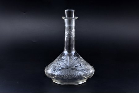 carafe, Iļģuciems glass factory, Latvia, the 30ties of 20th cent., h (with stopper) 20.6 cm