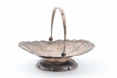candy-bowl, silver, 875 standard, 177.15 g, 18.4 x 13 cm, h (with handle) 14 cm, Latvia