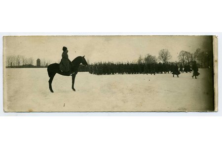 photography, Latvian Riflemen, General Misiņš on the horseback, Latvia, Russia, beginning of 20th cent., 18x6,5 cm