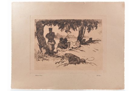 Zarinsh Rihard K.V. (1869-1939), "Near Cēsis" (from the Freedom Fights folder), the 20-30ties of 20th cent., paper, lithograph, 21.3 x 28.6 cm, paper size 36.5 x 47.5 cm